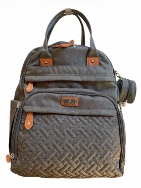 BabbleRoo Gray Diaper Bag Backpack Changing Pad Stroller Straps‎ Pacifier Case